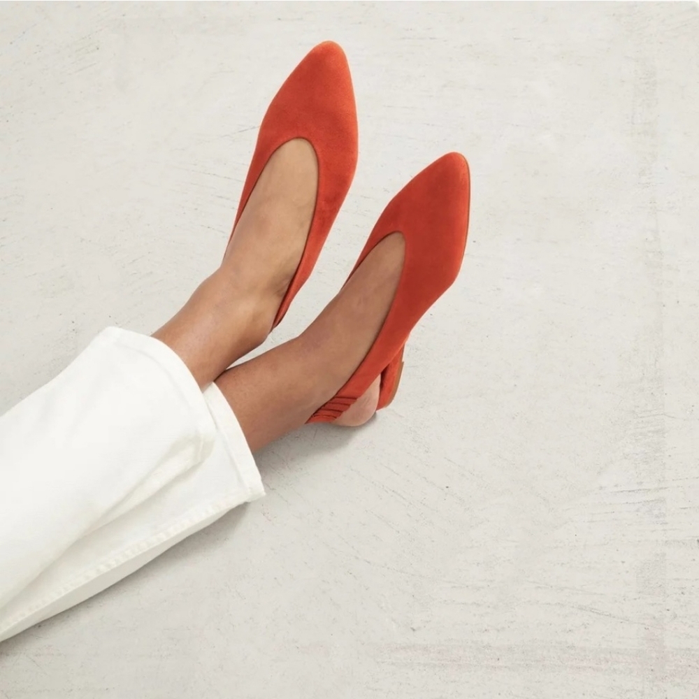 Everlane V Slingback Flat Rust Suede 6